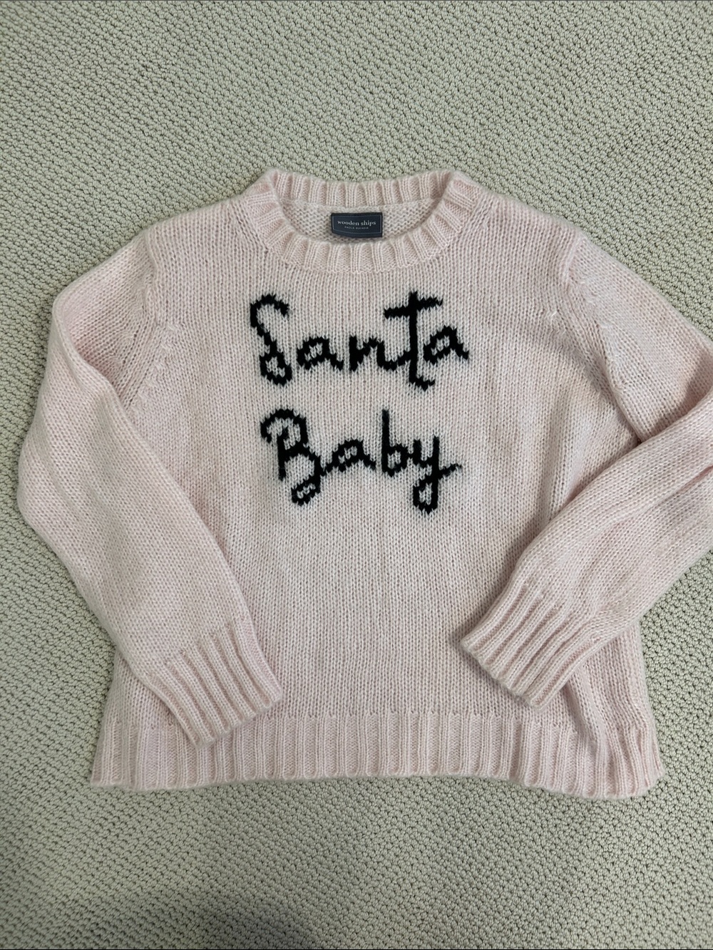 Wooden Ships Pale Pink 'Santa Baby' Crewneck Sweater XS